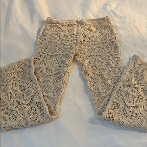 Zara Beige Crochet Lace Pants, L